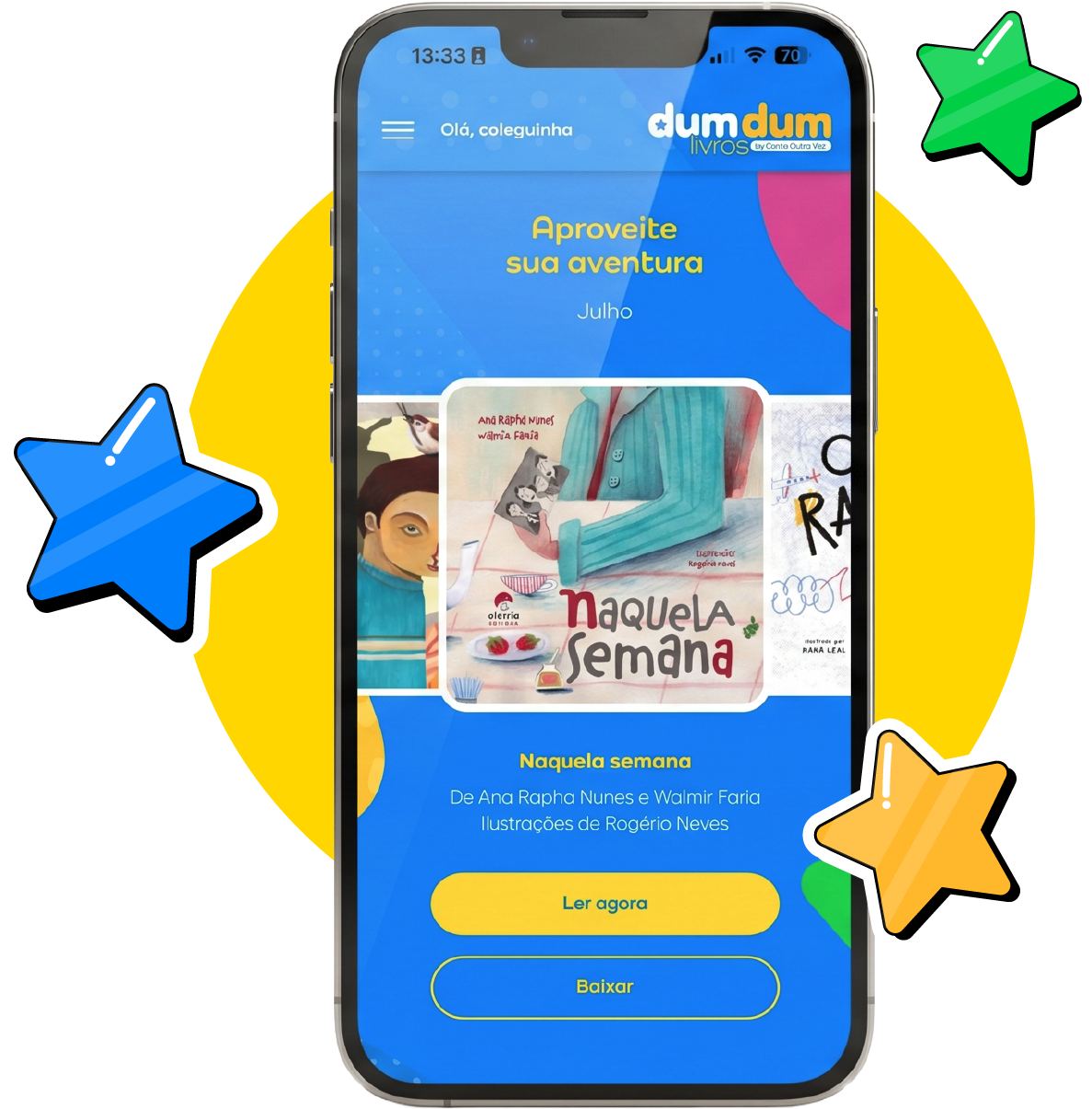Tela do aplicativo DumDum Livros para leitura infantil